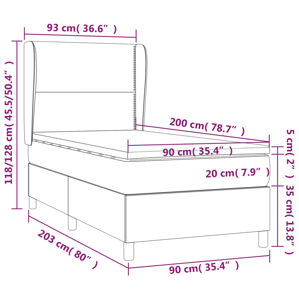 Box spring postelja z vzmetnico temno zelena 90x200 cm žamet