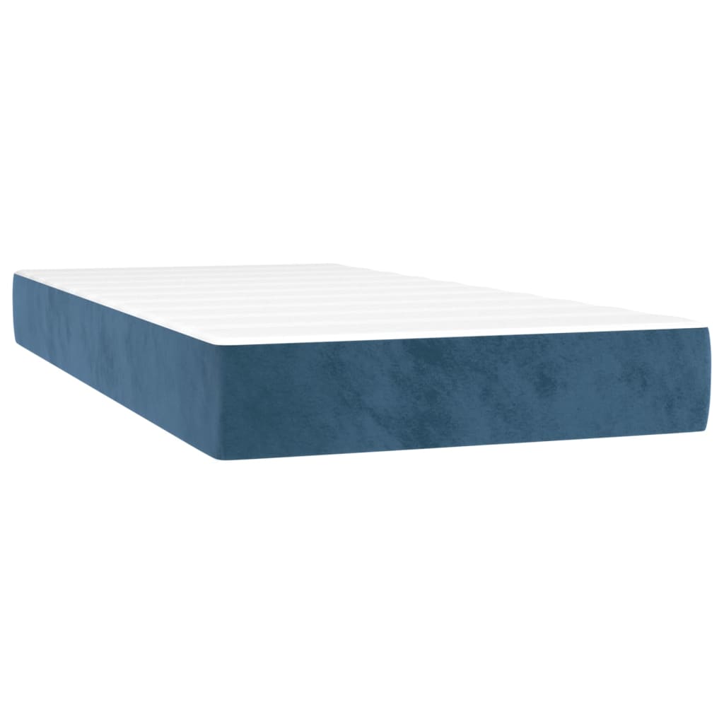 Box spring postelja z vzmetnico temno modra 90x200 cm žamet