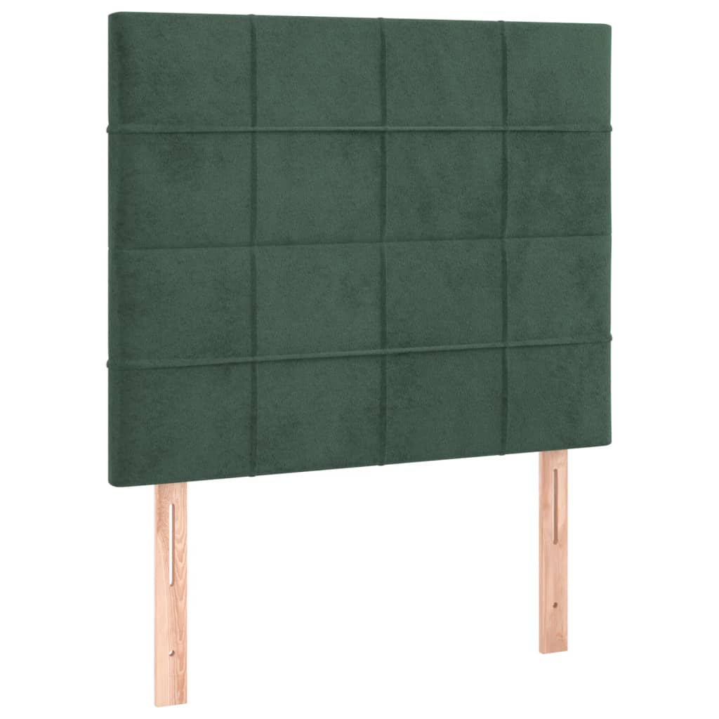 Box spring postelja z vzmetnico temno zelena 90x200 cm žamet