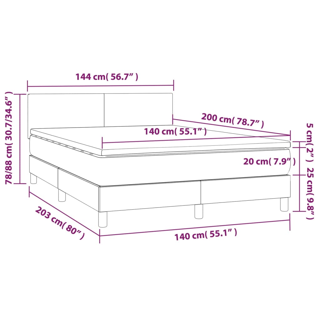 Box spring postelja z vzmetnico črna 140x200 cm žamet