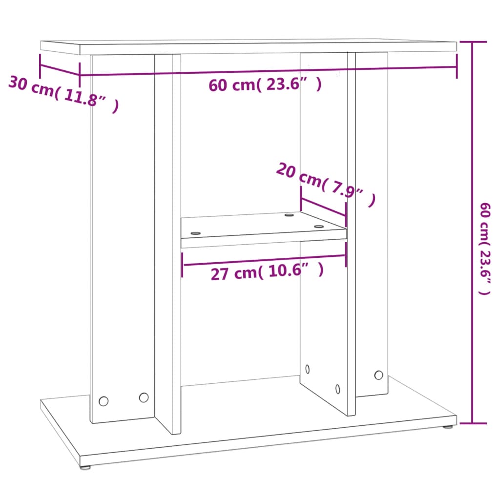 Stojalo za akvarij dimljeni hrast 60x30x60 cm inženirski les