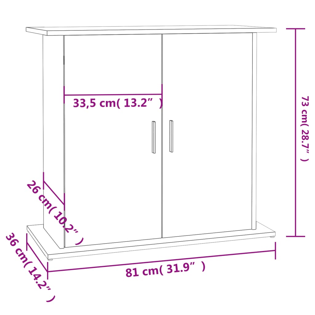 Stojalo za akvarij betonsko sivo 81x36x73 cm inženirski les