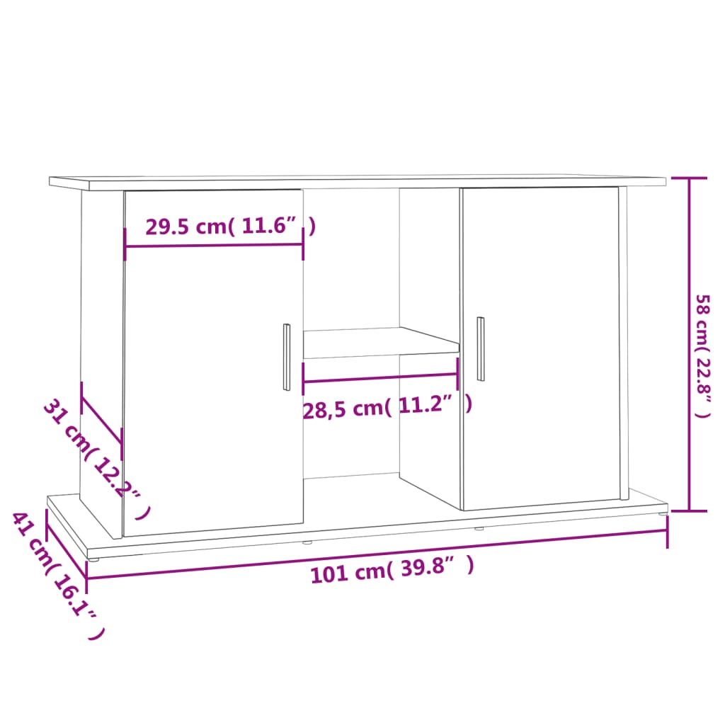 Stojalo za akvarij sonoma hrast 101x41x58 cm inženirski les