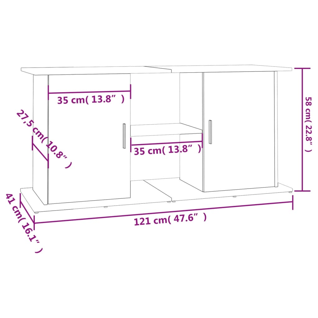 Stojalo za akvarij sonoma hrast 121x41x58 cm inženirski les