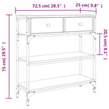 Konzolna mizica sonoma hrast 72,5x25x75 cm inženirski les