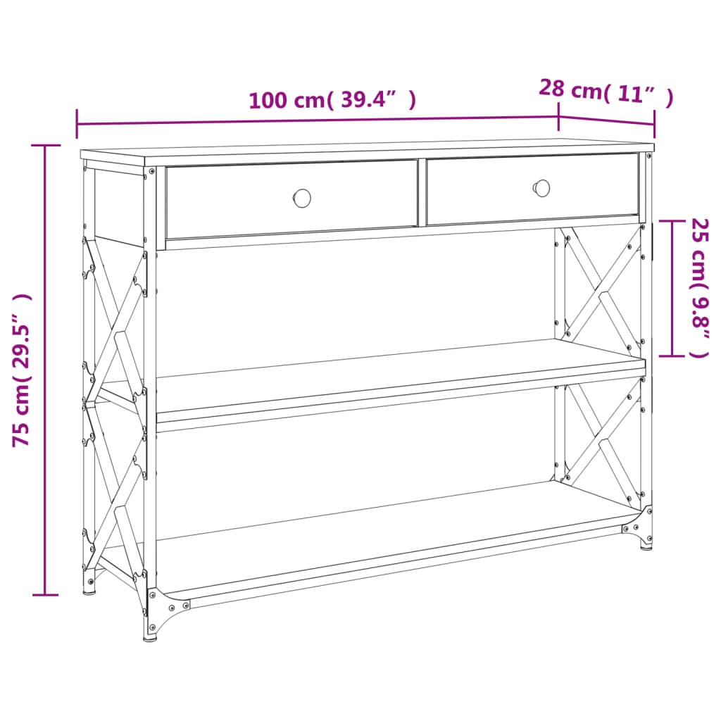 Klubska mizica sonoma hrast 100x28x75 cm inženirski les