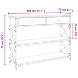 Konzolna mizica siva sonoma 100x28x75 cm inženirski les