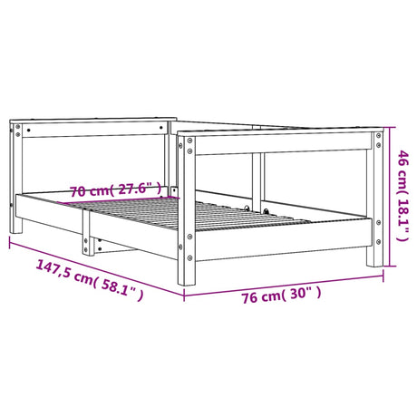 Otroški posteljni okvir 70x140 cm trdna borovina