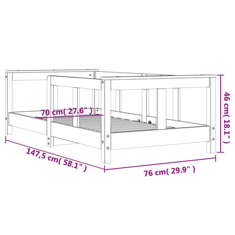 Otroški posteljni okvir 70x140 cm trdna borovina