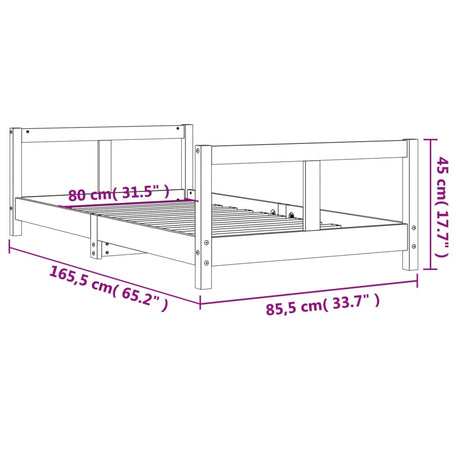 Otroški posteljni okvir 80x160 cm trdna borovina