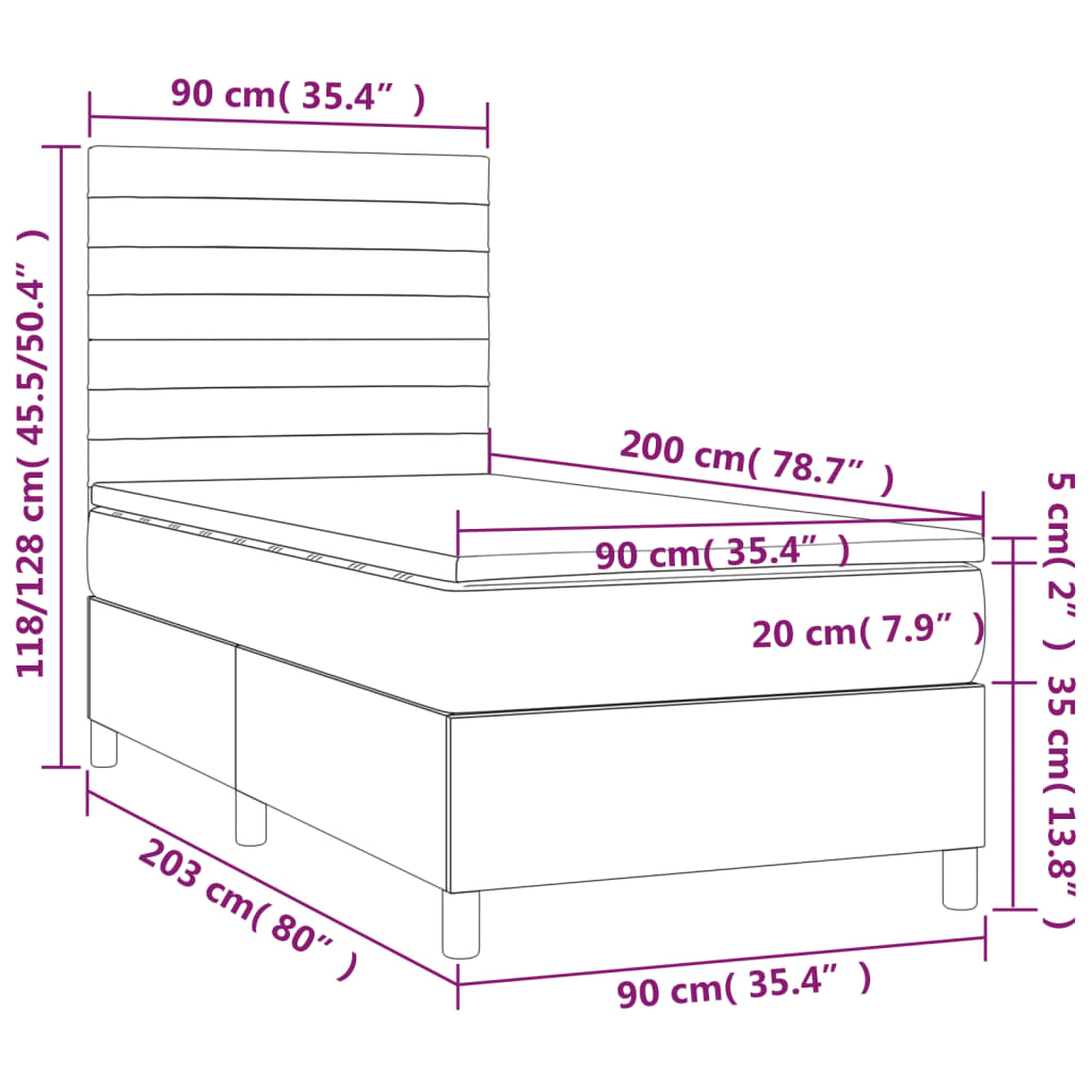 Box spring postelja z vzmetnico krem 90x200 cm blago