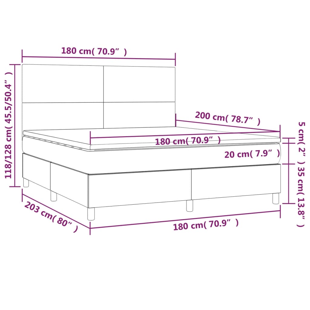 Box spring postelja z vzmetnico kapučino 180x200cm umetno usnje