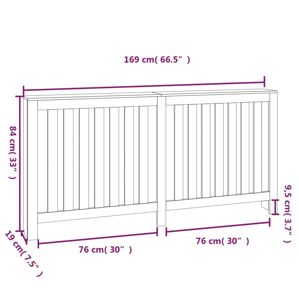 Pokrov za radiator 169x19x84 cm trdna borovina