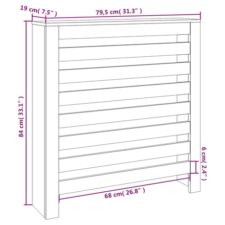 Pokrov za radiator bela 79,5x19x84 cm trdna borovina