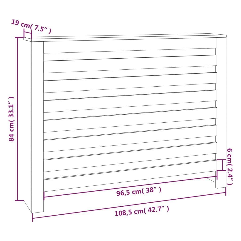 Pokrov za radiator 108,5x19x84 cm trdna borovina