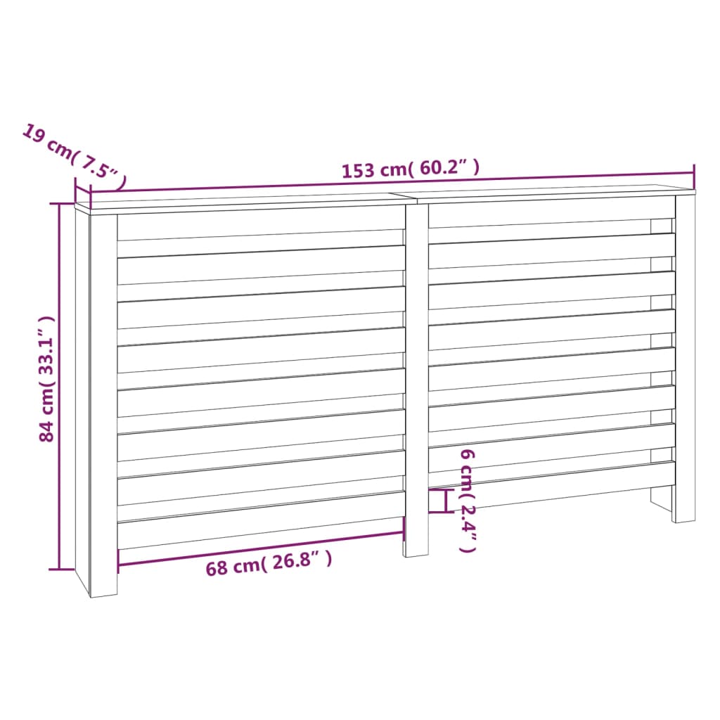 Pokrov za radiator 153x19x84 cm trdna borovina