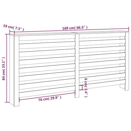 Pokrov za radiator 169x19x84 cm trdna borovina