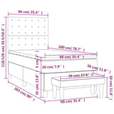 Box spring postelja z vzmetnico temno modra 90x200 cm žamet