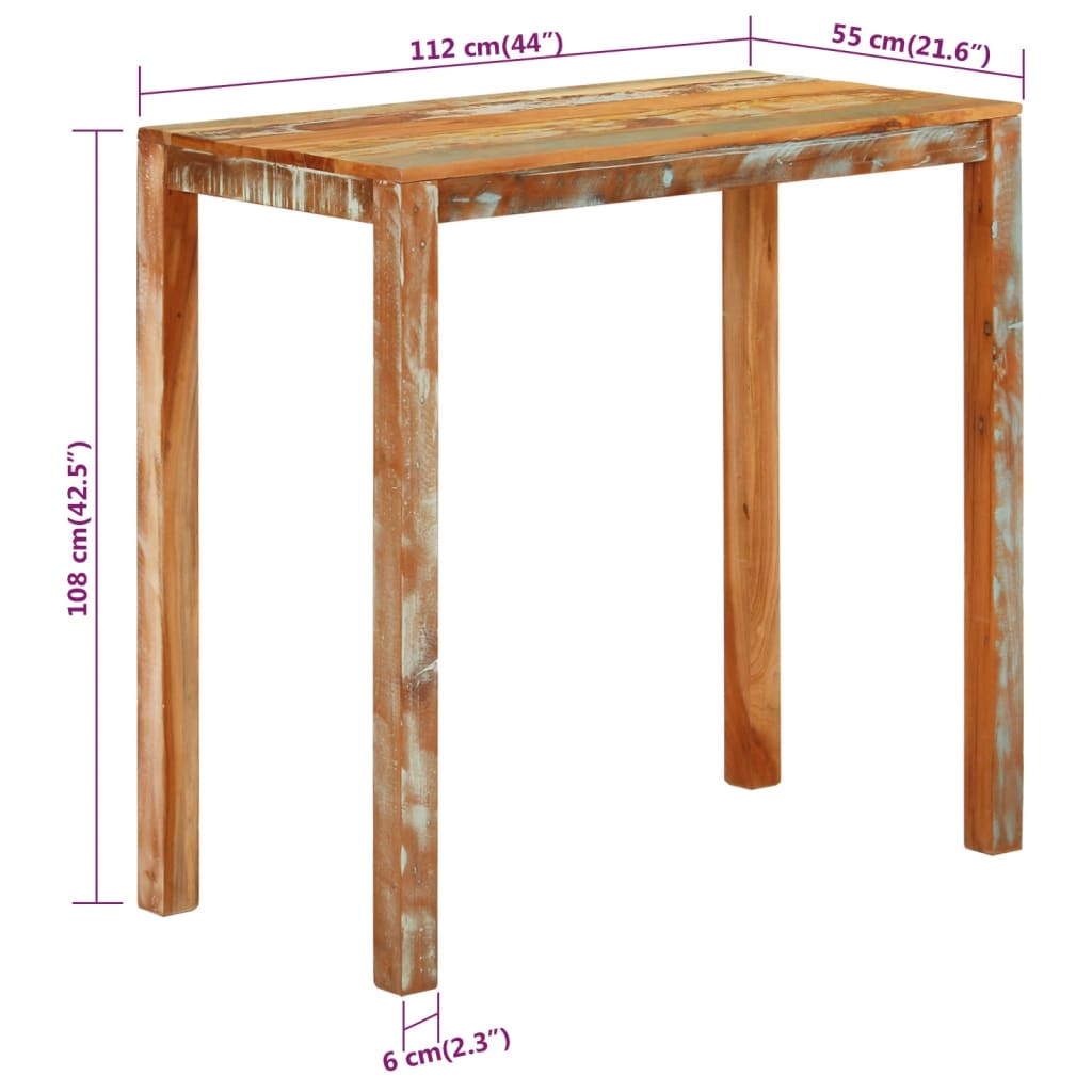 Barska miza 112x55x108 cm trden predelan les