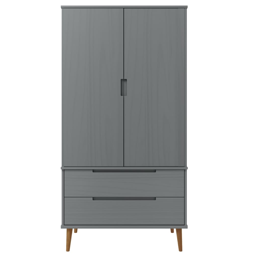 Garderobna omara MOLDE siva 90x55x175 cm trdna borovina