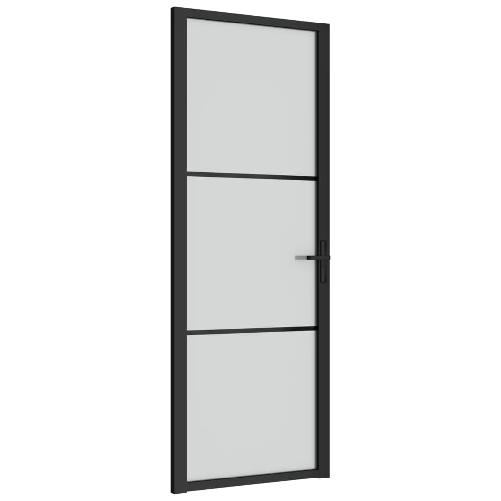 Notranja vrata 76x201,5 cm črno mat steklo in aluminij