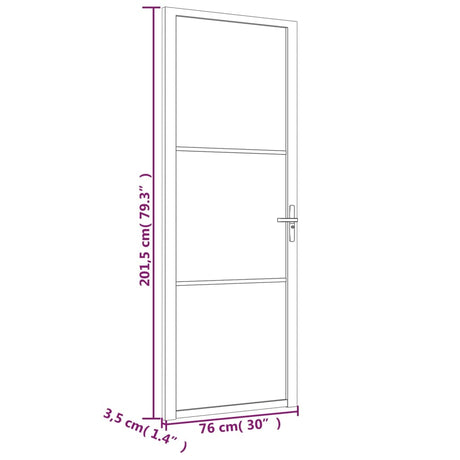 Notranja vrata 76x201,5 cm črno ESG steklo in aluminij