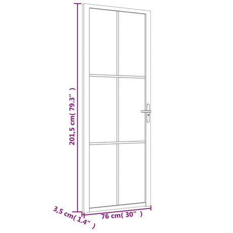 Notranja vrata 76x201,5 cm črno ESG steklo in aluminij