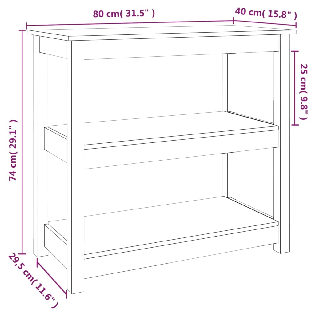 Konzolna mizica 80x40x74 cm trdna borovina