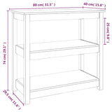 Konzolna mizica bela 80x40x74 cm trdna borovina