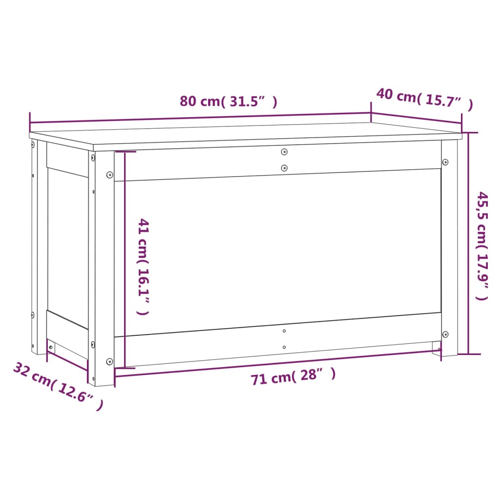 Škatla za shranjevanje rjava 80x40x45,5 cm trdna borovina