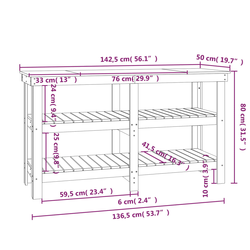 Delovna miza 142,5x50x80 cm trdna borovina