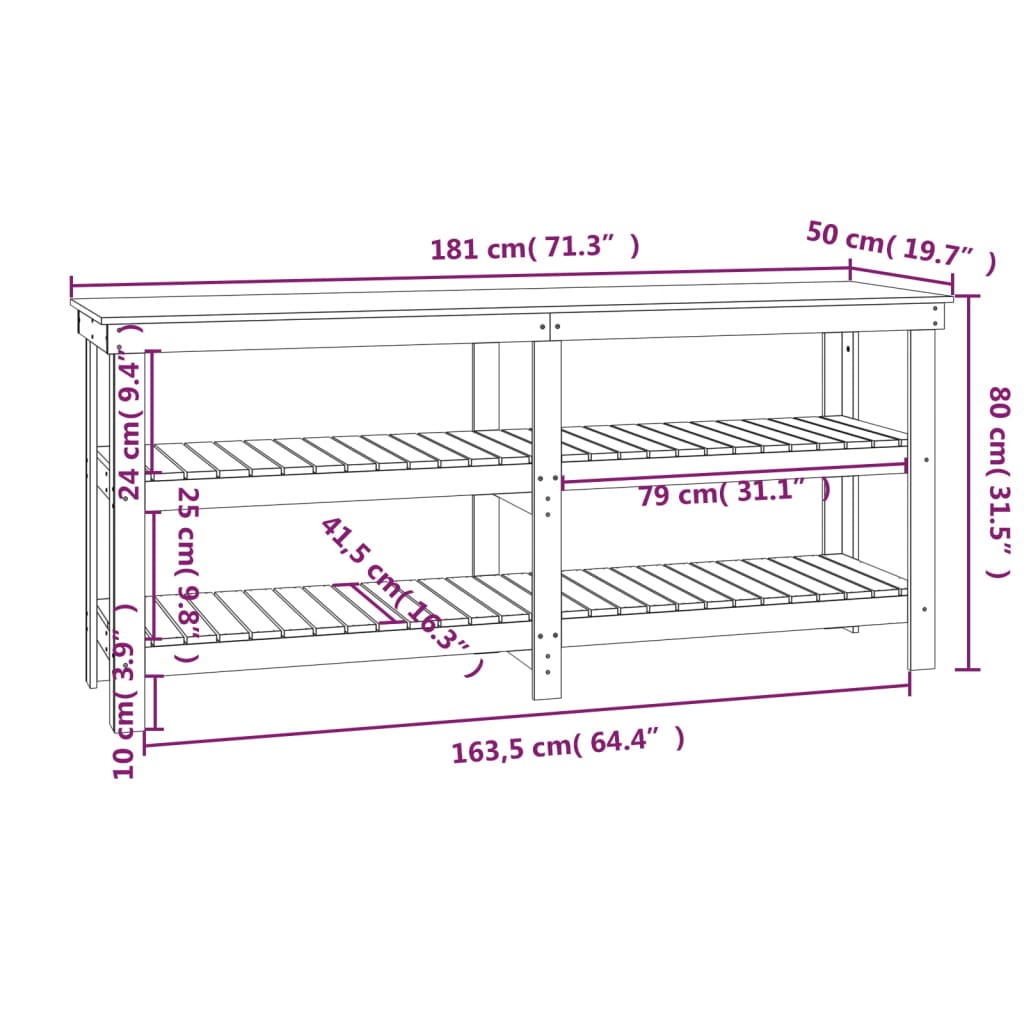 Delovna miza 181x50x80 cm trdna borovina