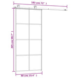 Drsna vrata z opremo 90x205 cm ESG steklo in aluminij