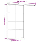 Drsna vrata z opremo 102,5x205 cm ESG steklo in aluminij