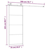 Drsna vrata z opremo 76x205 cm ESG steklo in aluminij