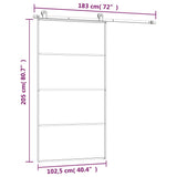 Drsna vrata z opremo 102,5x205 cm ESG steklo in aluminij