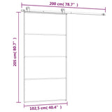 Drsna vrata z opremo 102,5x205 cm ESG steklo in aluminij