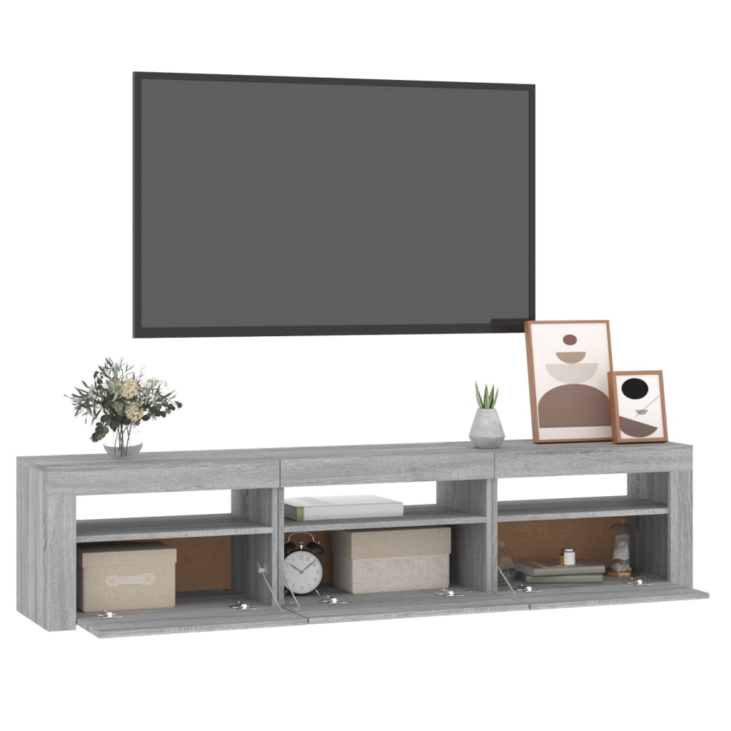 TV omarica z LED lučkami siva sonoma 180x35x40 cm