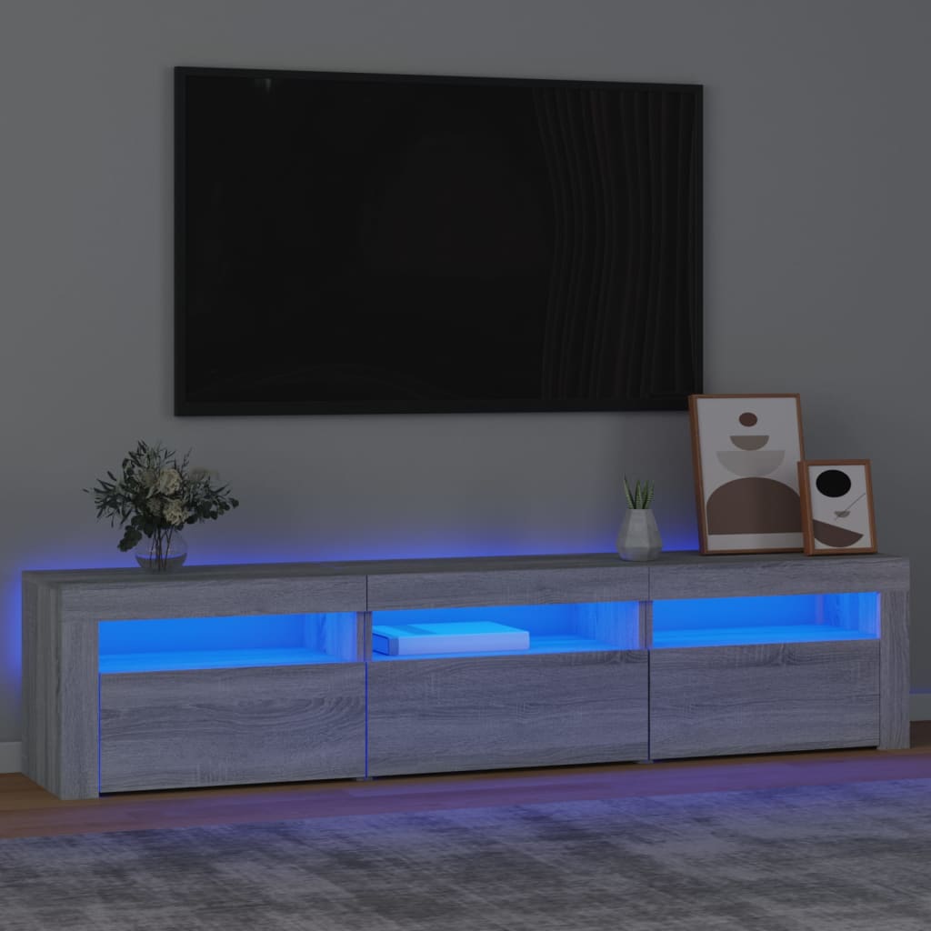 TV omarica z LED lučkami siva sonoma 180x35x40 cm