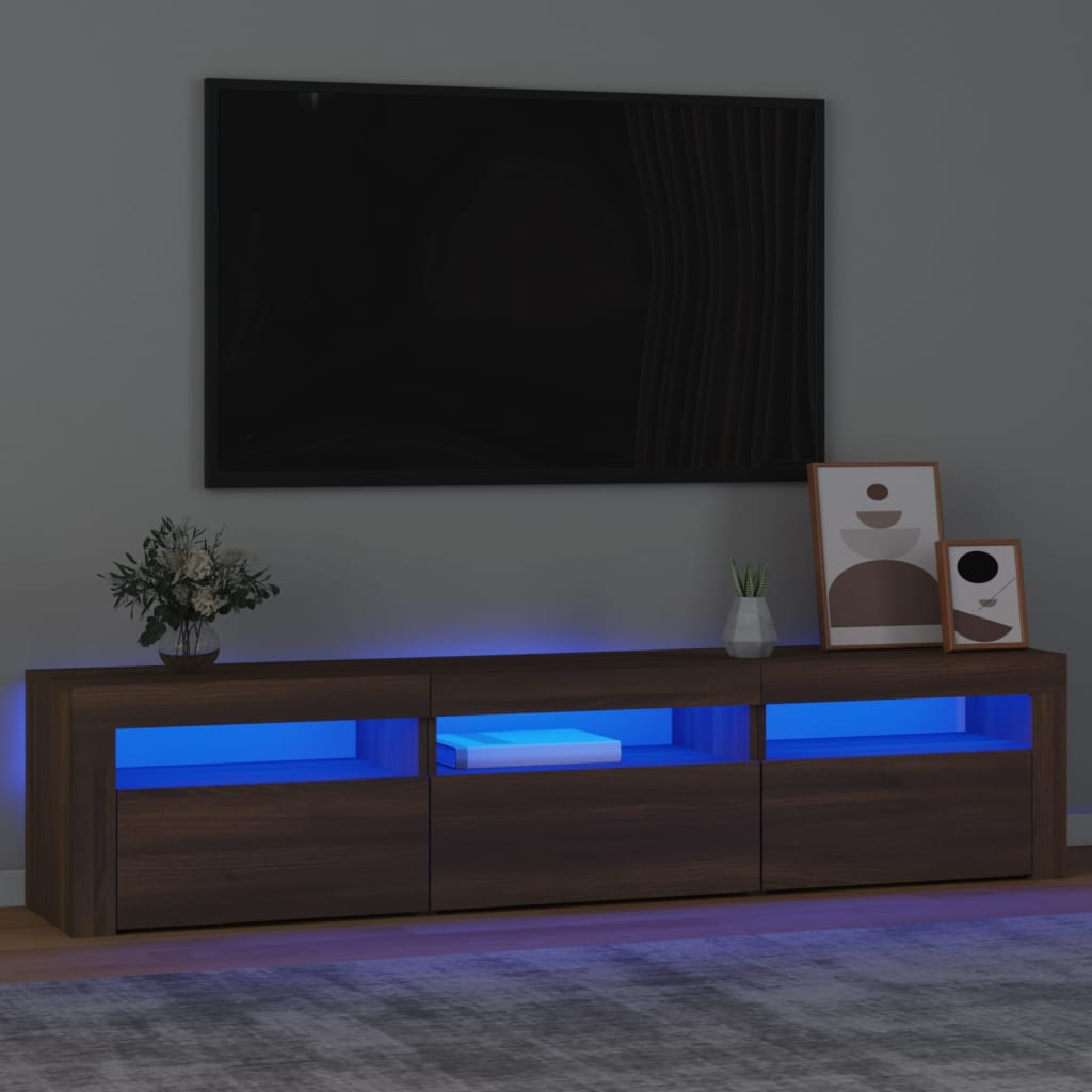 TV omarica z LED lučkami rjav hrast 180x35x40 cm