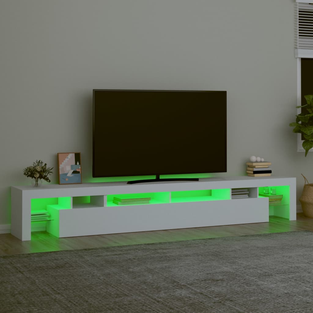 TV omarica z LED lučkami bela 260x36,5x40 cm