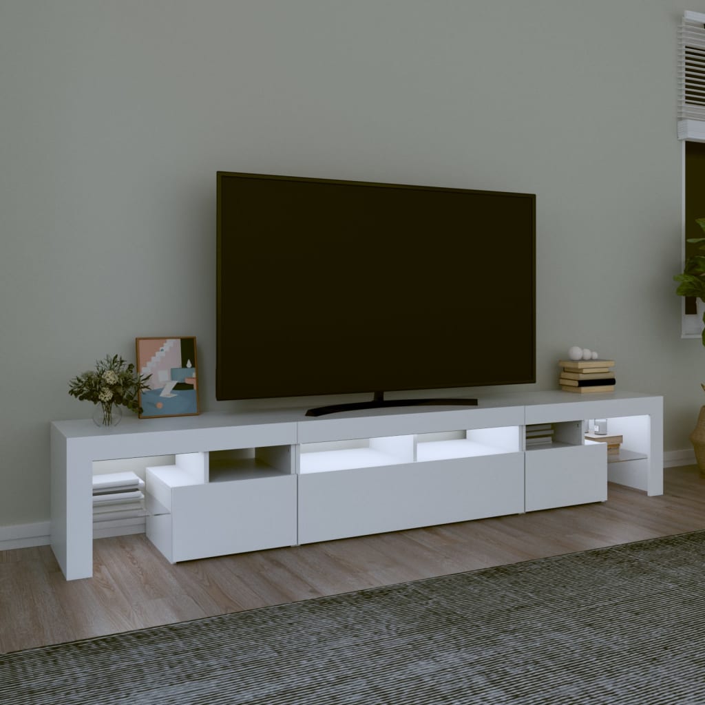 TV omarica z LED lučkami bela 230x36,5x40 cm