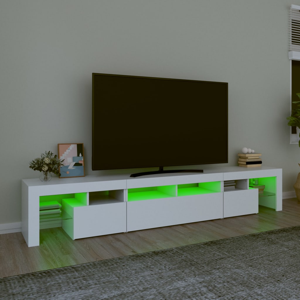 TV omarica z LED lučkami bela 230x36,5x40 cm