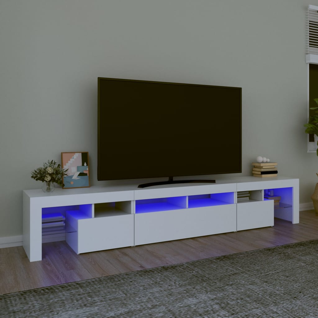 TV omarica z LED lučkami bela 230x36,5x40 cm