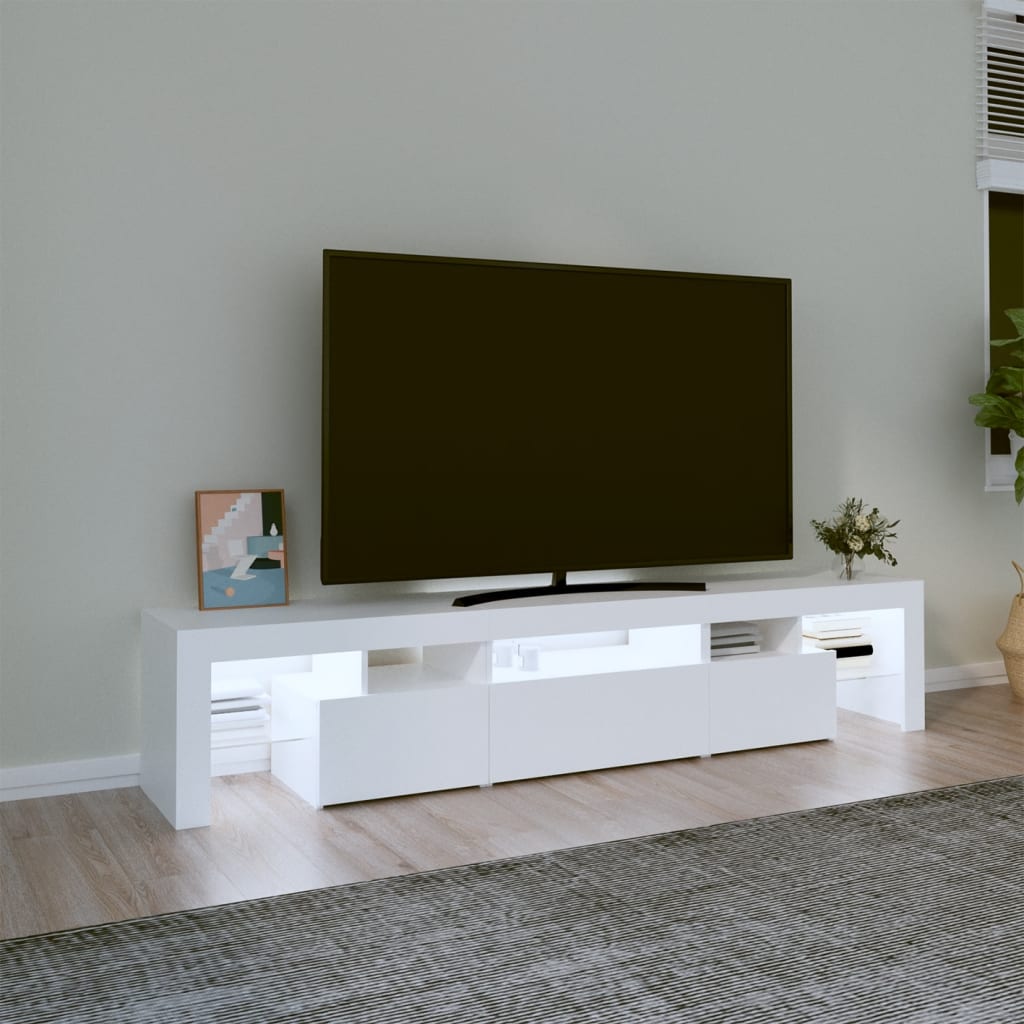 TV omarica z LED lučkami bela 200x36,5x40 cm