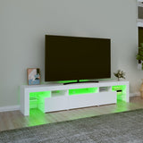 TV omarica z LED lučkami bela 200x36,5x40 cm