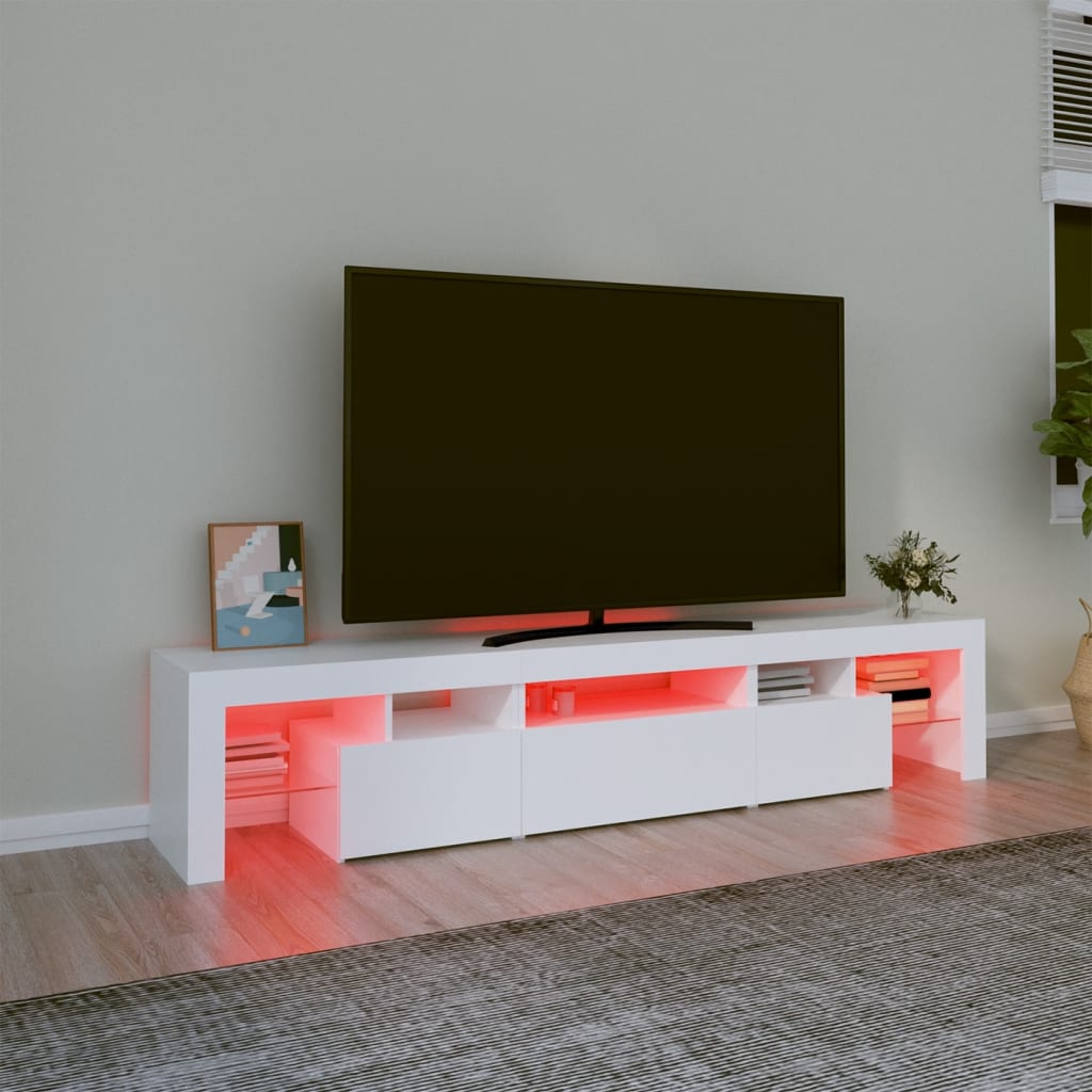 TV omarica z LED lučkami bela 200x36,5x40 cm