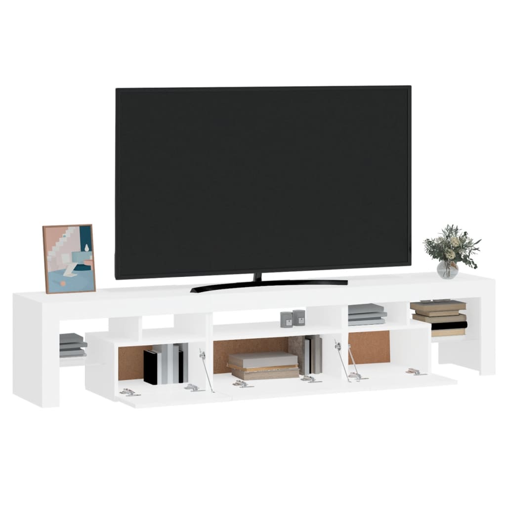 TV omarica z LED lučkami bela 200x36,5x40 cm