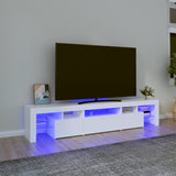 TV omarica z LED lučkami bela 200x36,5x40 cm