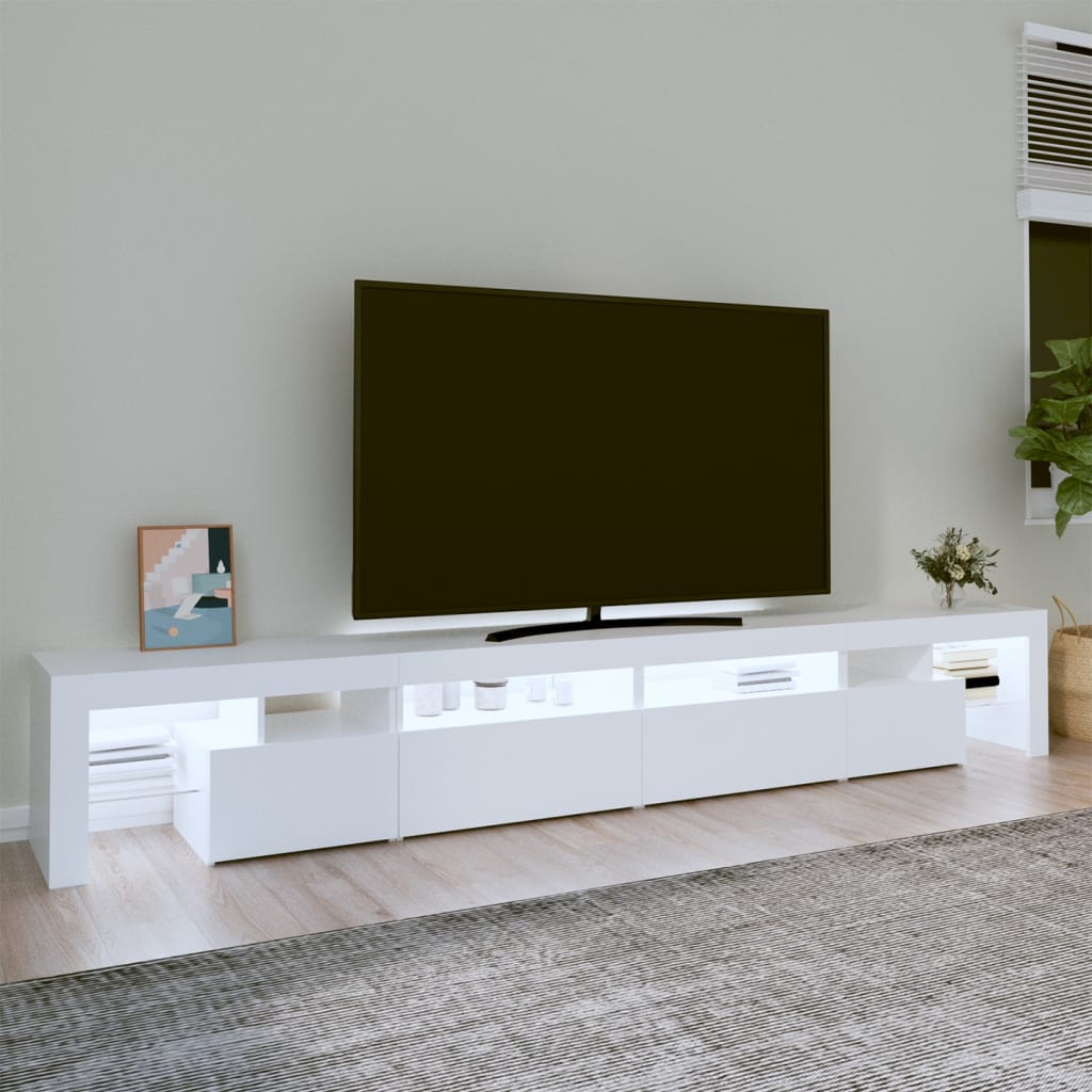 TV omarica z LED lučkami bela 260x36,5x40 cm